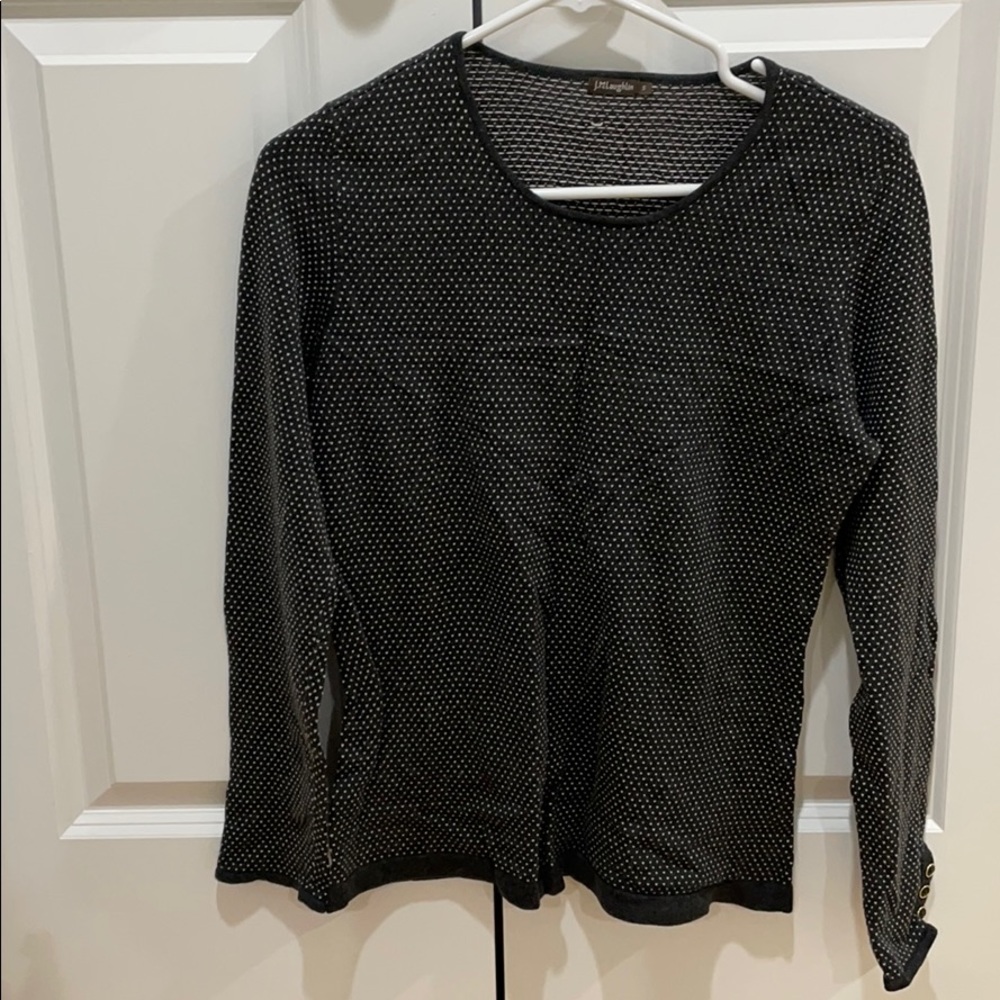 J.McLaughlin knit top, size small. Grey and cream.